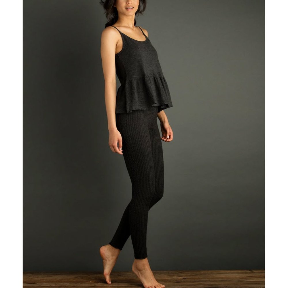 Lemon Cozy Cashmere Ribbed Leggings Sz L